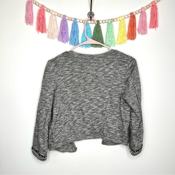 Express Gray Knit Beaded Cropped Cardigan 3/4 Sleeve Blazer Size Extra Small - Picture 9 of 12